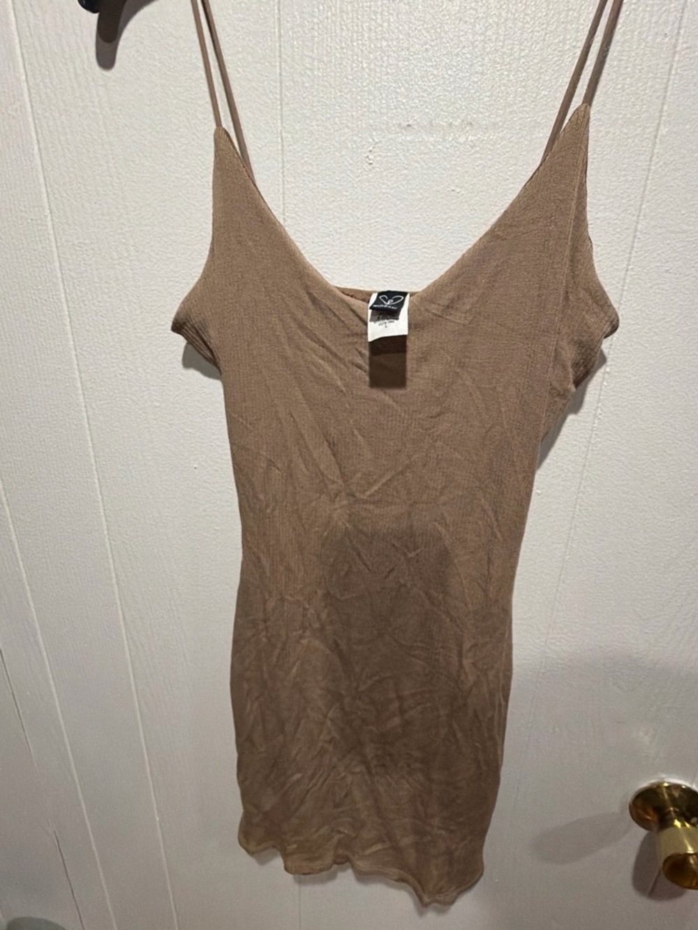 Windsor Taupe Spaghetti-Strap Knit Slip Dress